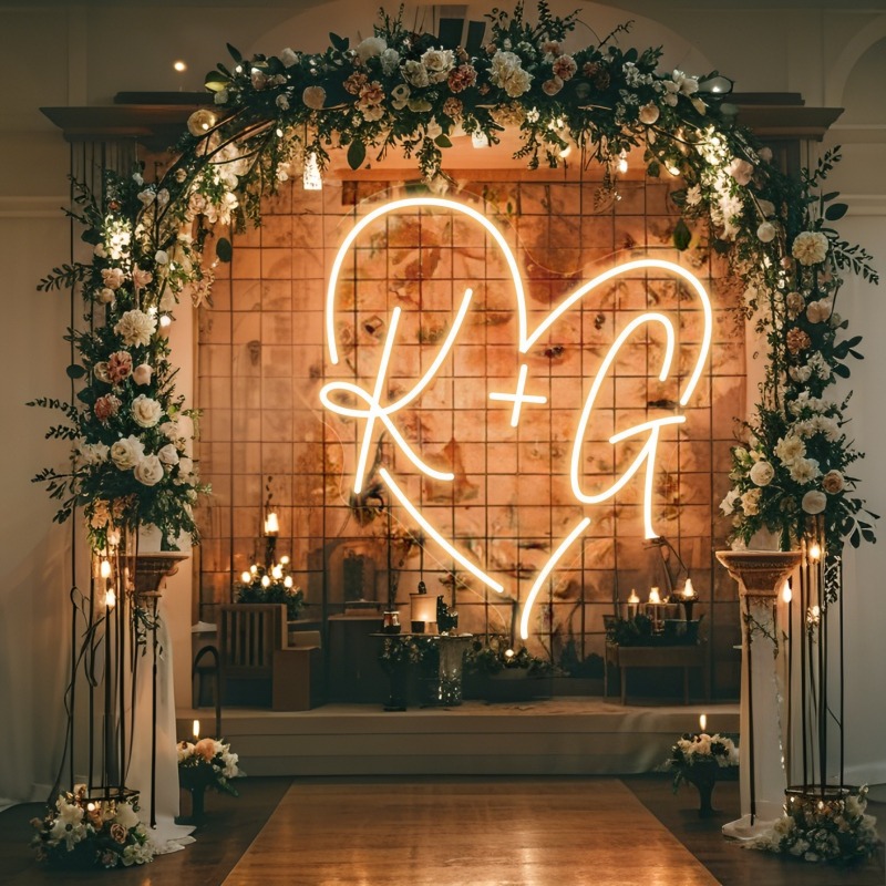Aangepaste initialen hart LED  - Neon Sign Party recensie en prijs